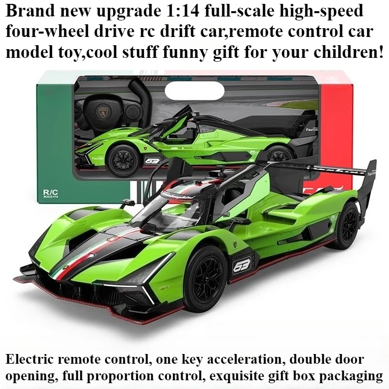 لعبة سيارة أشياء رائعة هدية مضحكة-1:14 سيارة الانجراف عالية السرعة 4WD Rc كاملة الحجم، سيارة التحكم عن بعد، ملصق رائع سيارات Rc، ألعاب للأطفال