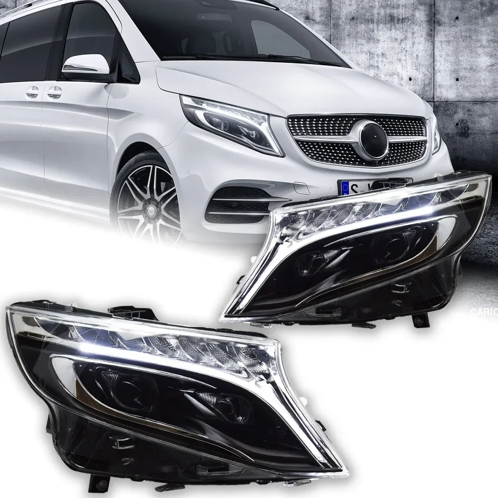 

Автомобильные фары для Benz Vito, линзы проектора W447, динамический сигнал, фара V220, светодиодные фары Drl, автомобильные аксессуары