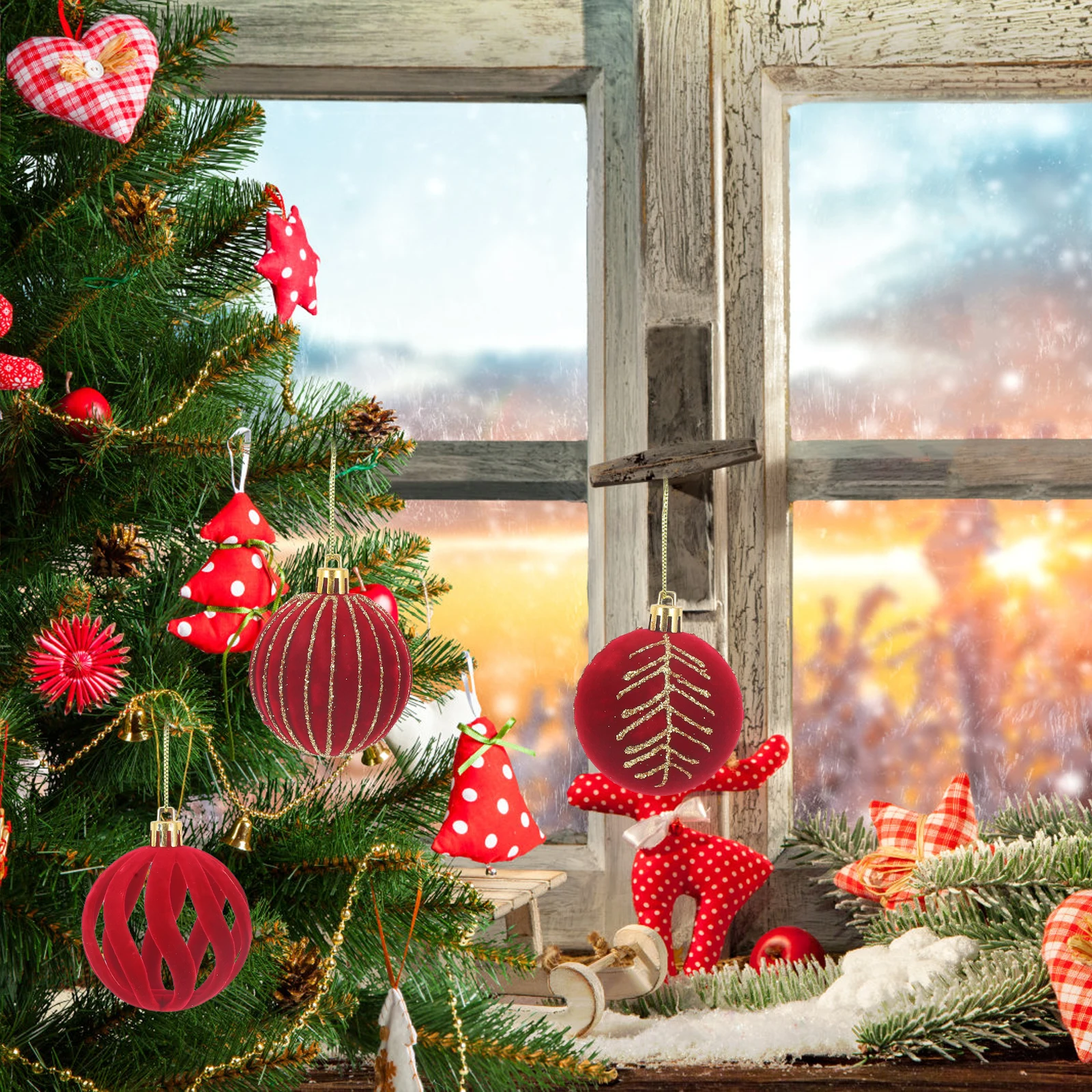 

6 Pcs Christmas Tree Decoration Balls Hanging Ornaments for Bulk Red Jumper Craft