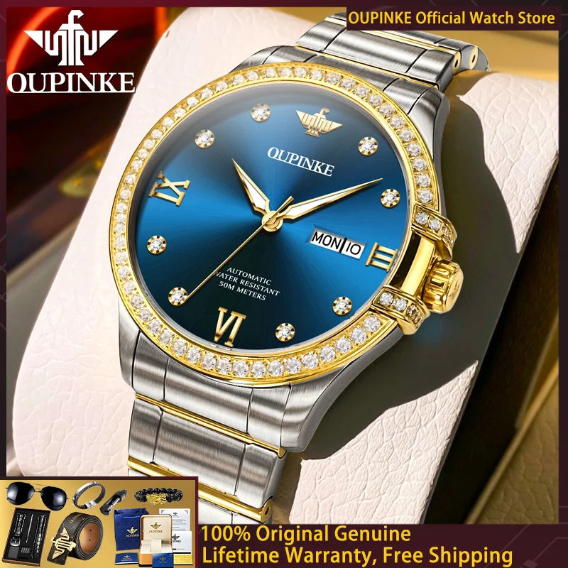 

OUPINKE 3195 Men Mechanical Watch Imported Movement Men Automatic Watch Luxury Calendar Sapphire Mirror Men Watch Birthday Gift