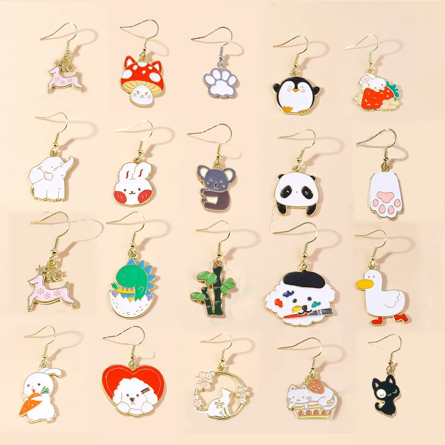 Aihua Cute Enamel Animals Earrings Lovely Cat Paw Duck Unicorn Panda Drop Earring for Women Girls Birthday Gifts Party Jewelry – Detail 2