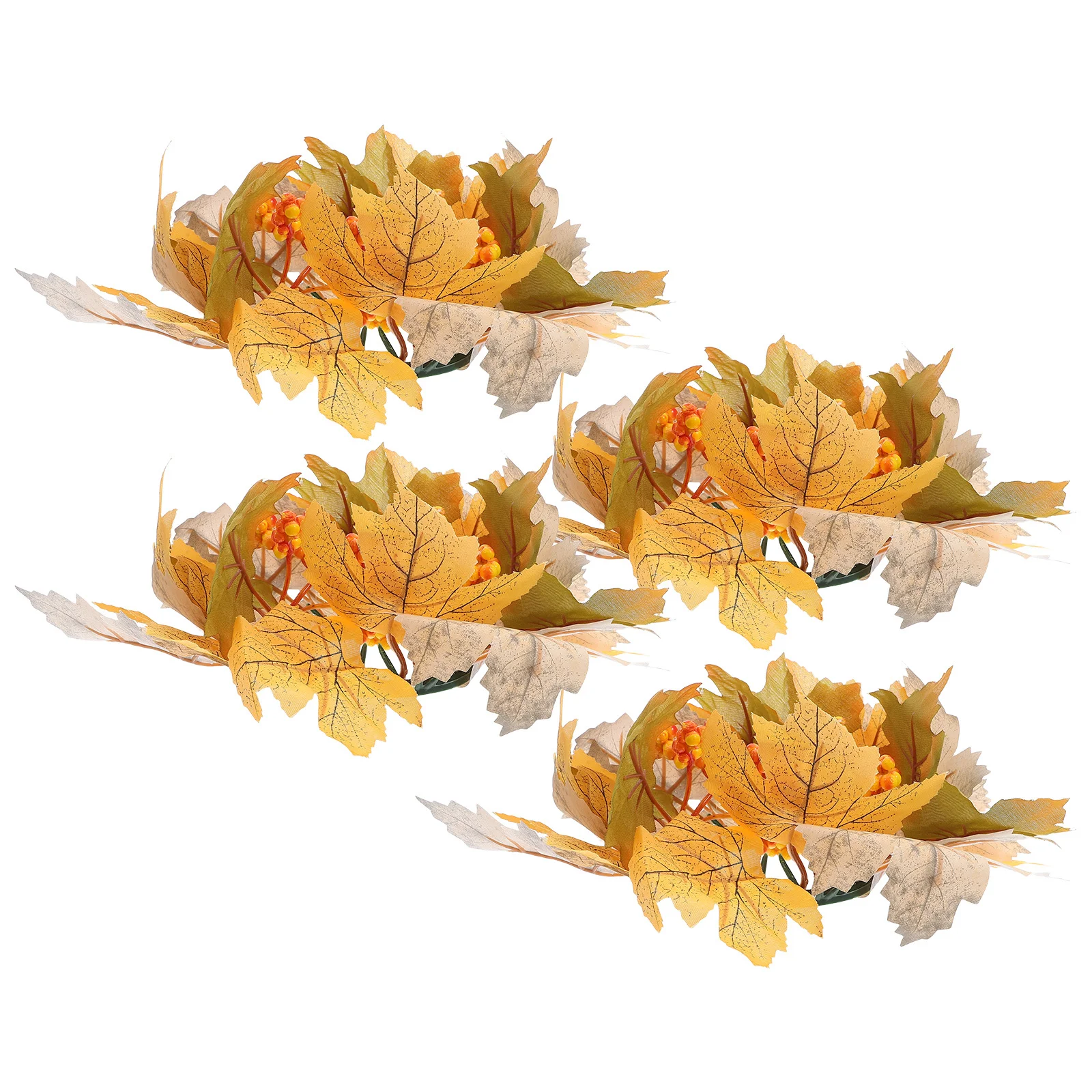 

4pcs Maple Leaf Wreath Small Fall Decor Harvest Wreath For Thanksgiving Table Centerpiece Autumn Home Party Decoration