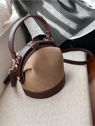 Women Bucket Bags French Style Vintage Trend All-Match Handbag 2022 New Fashion Contrast Color Ladies Shoulder Crossbody Bag