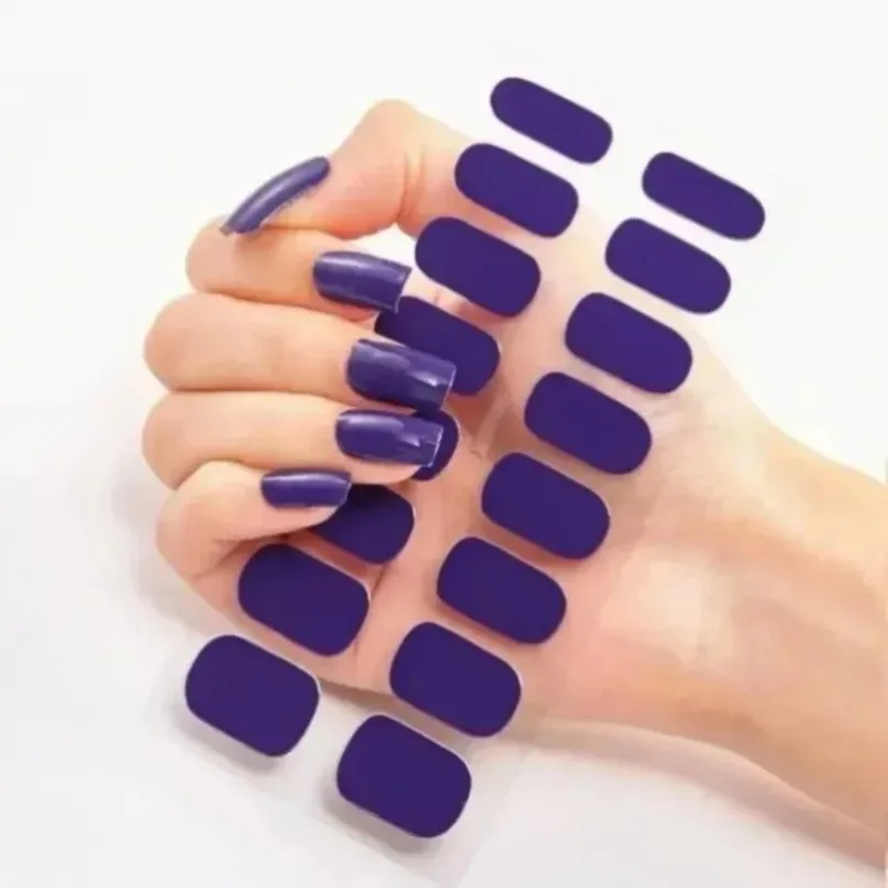 16Tips UV Semi-Cured Gel Nail Wraps Sticker 5D Pure Color Full Cover UV Lamp Gel Sticker Long-Lasting Nail Extension Patch Strip