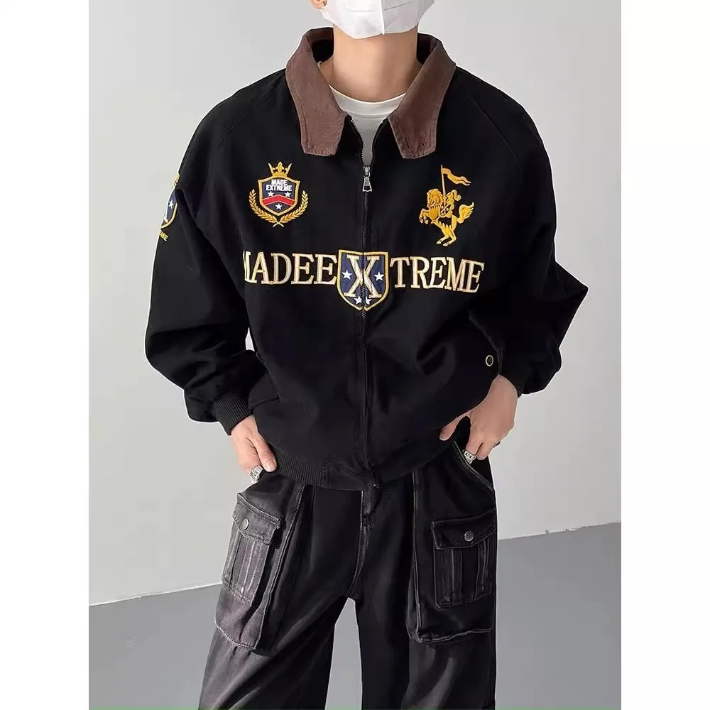 

Американский Sle Pilot Jaet, мужской модный свободный бейсбольный жилет Haome с вышивкой, осеннее молодежное студенческое ветровое пальто для сарая