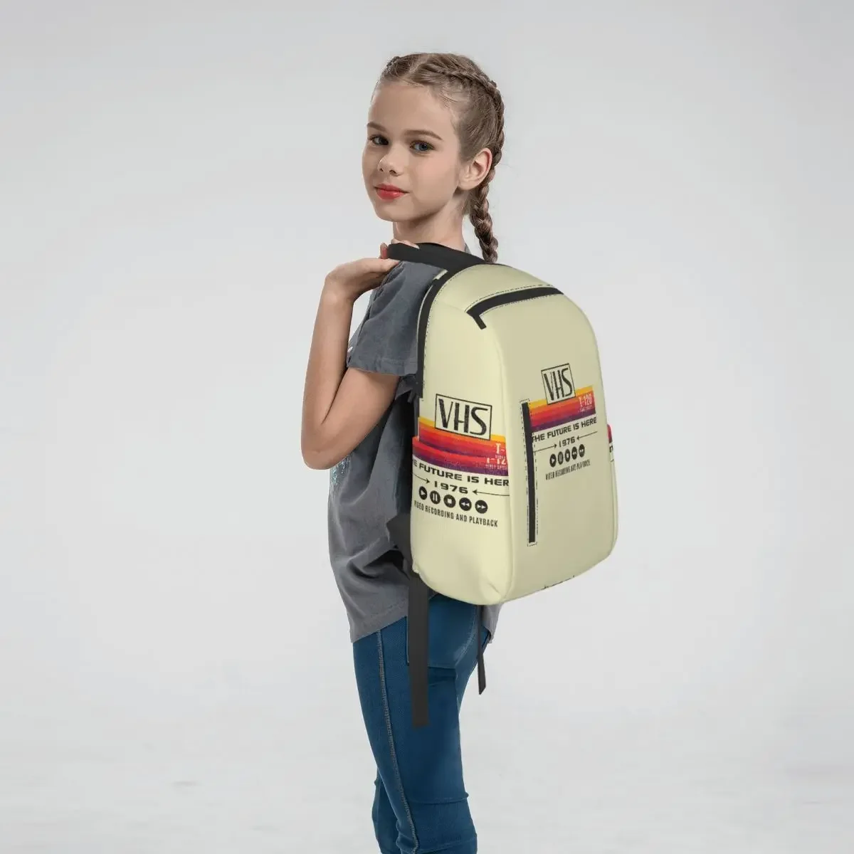 VHS The Future Is Here 1976 Worn Out Lts Backpack Daypack Children BookBag School Bag Shoulder Bags for Men Women