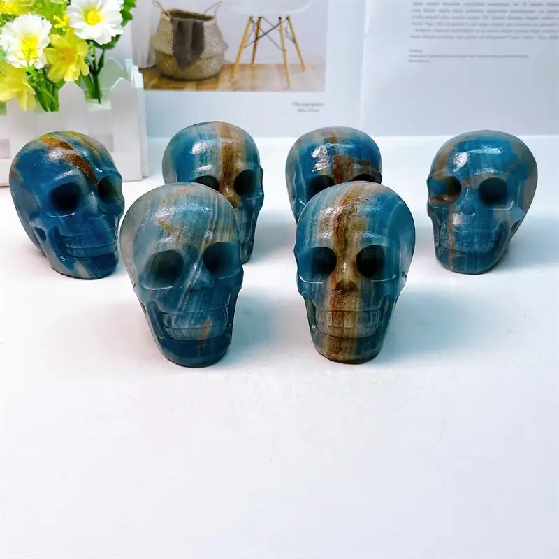 Natural Onyx Skull Carving Head, Reiki Statue, Healing Faucet, Room Decoration, Holiday Gifts, 1Pc