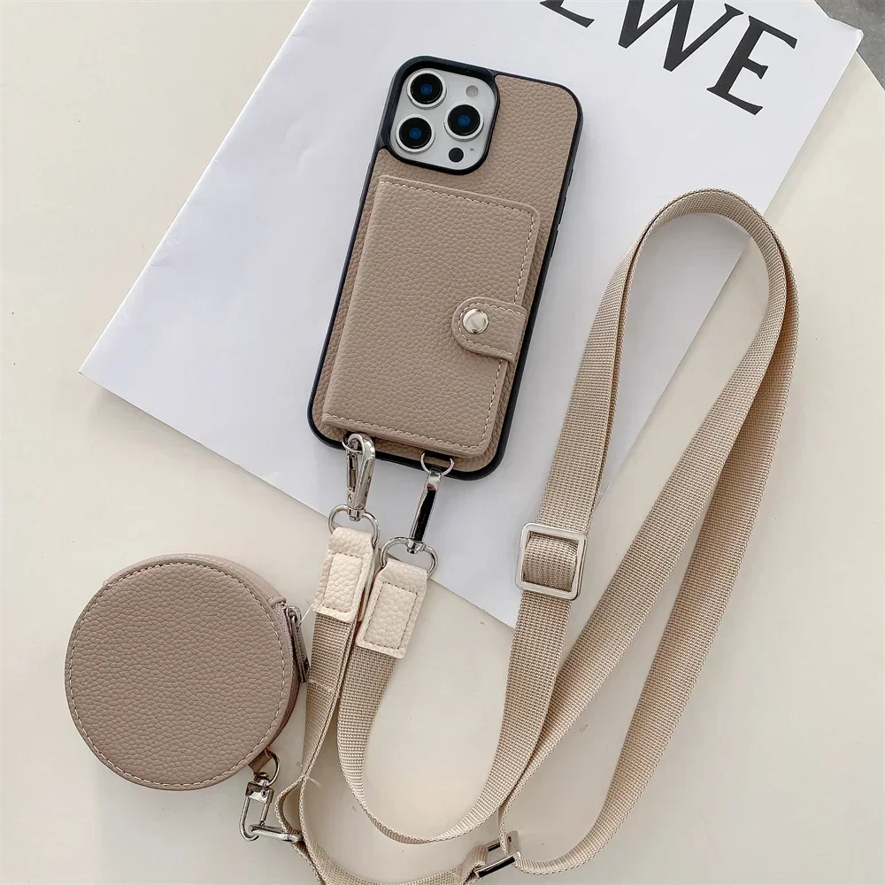 Crossbody Wallet Card Slot Coin Purse for IPhone 16 15 Plus 14 13 12 11 7 8 Pro Max Leather Lanyard Protective Phone Case Cover - Product Main Image