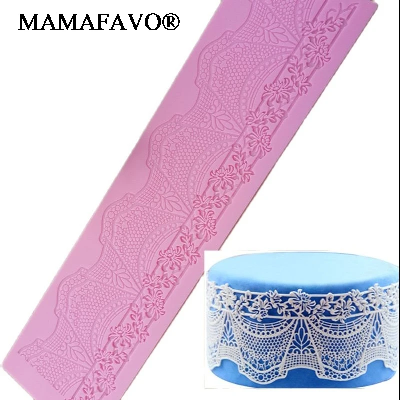 Ship sail lace border cake decoration tools DIY silicone candy mold K856