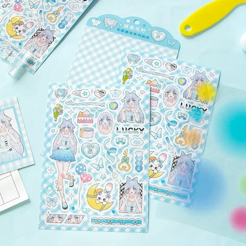 2pcs Fairy Tale Stickers Sweet Style Girl Two Dimensional Cartoon Diy Handbook Guka Decorative Stickers
