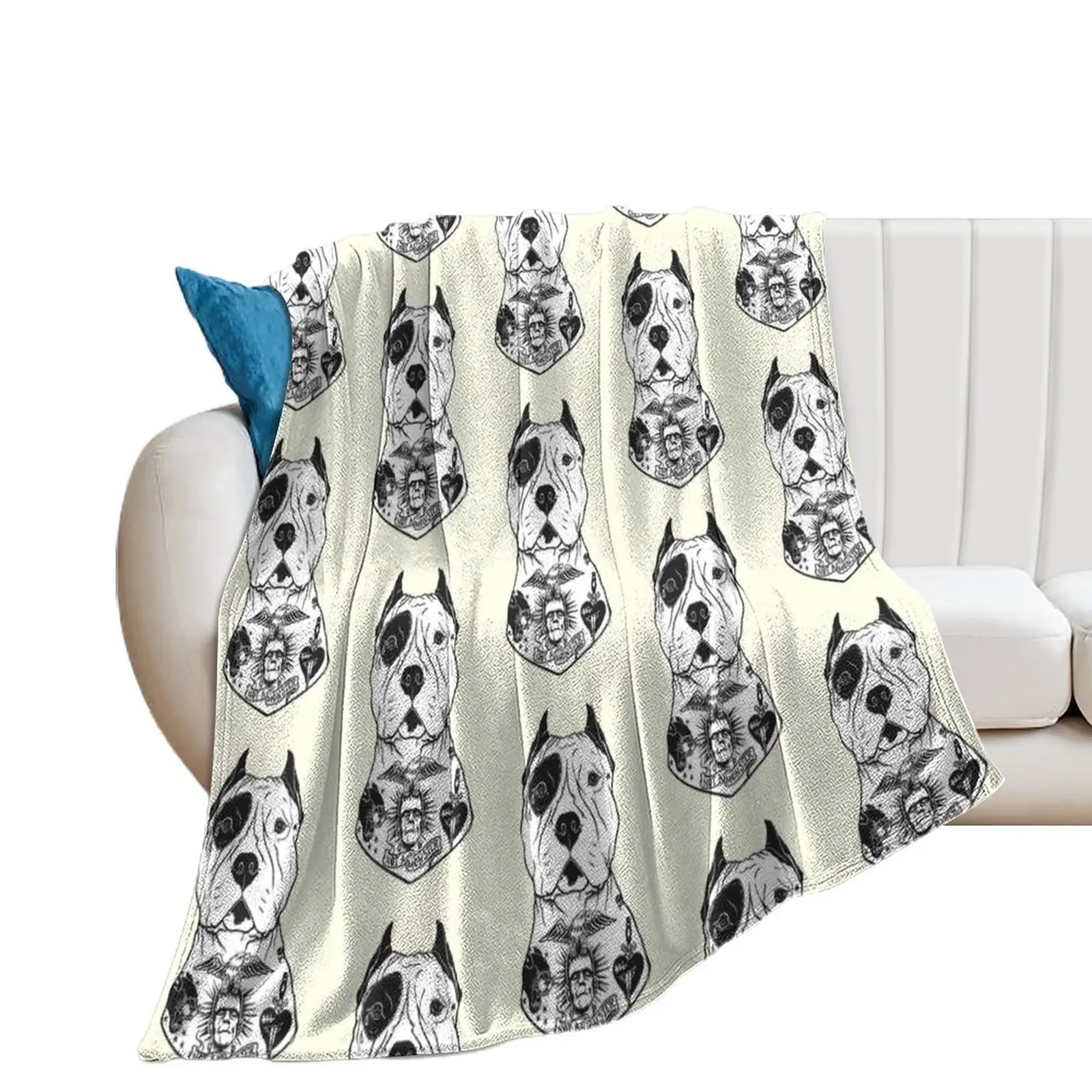 American Pitbull Tattooed Throw Blanket decorative Warm Blankets