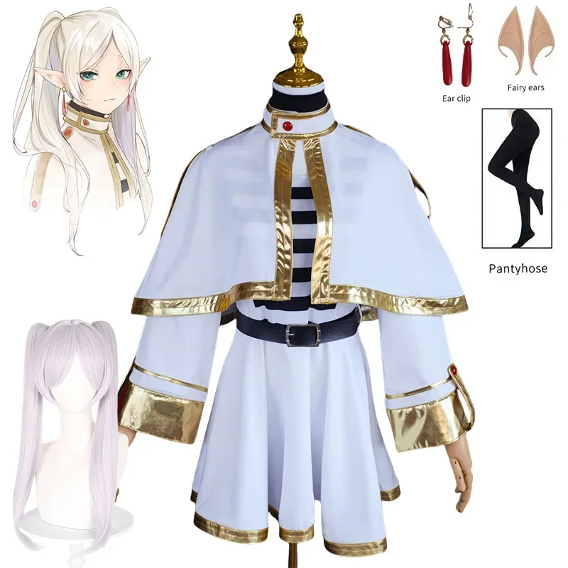 Costume de cosplay Frieren, inspiré de l’anime Frieren: Beyond Journey's End, robe de Frieren pour femmes, costume de sorcière pour Halloween, cosplay de Frieren.