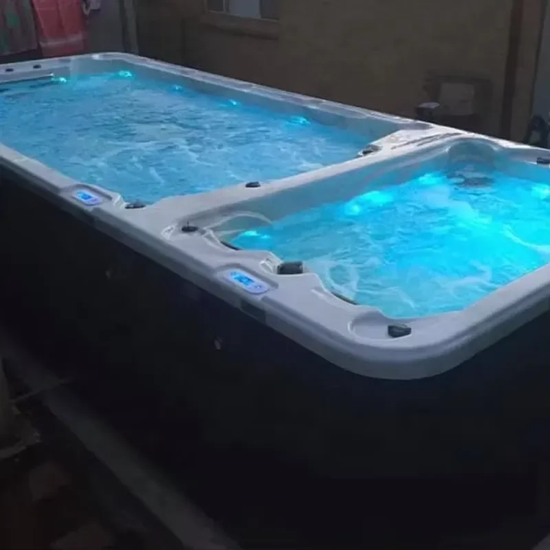 Luxury 5m Acrylic Swim Spa Swimming Pools Rectangle Hot Tub Combo Children Built-in Steps Non-Slip Floor Eco-Friendly