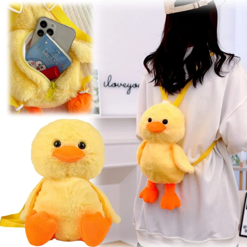 Small Yellow Duck Plush Bag New Cute Shoulder Bag Girls Outing Backpack Korean Version of The Hundred Animal Cartoon Bag