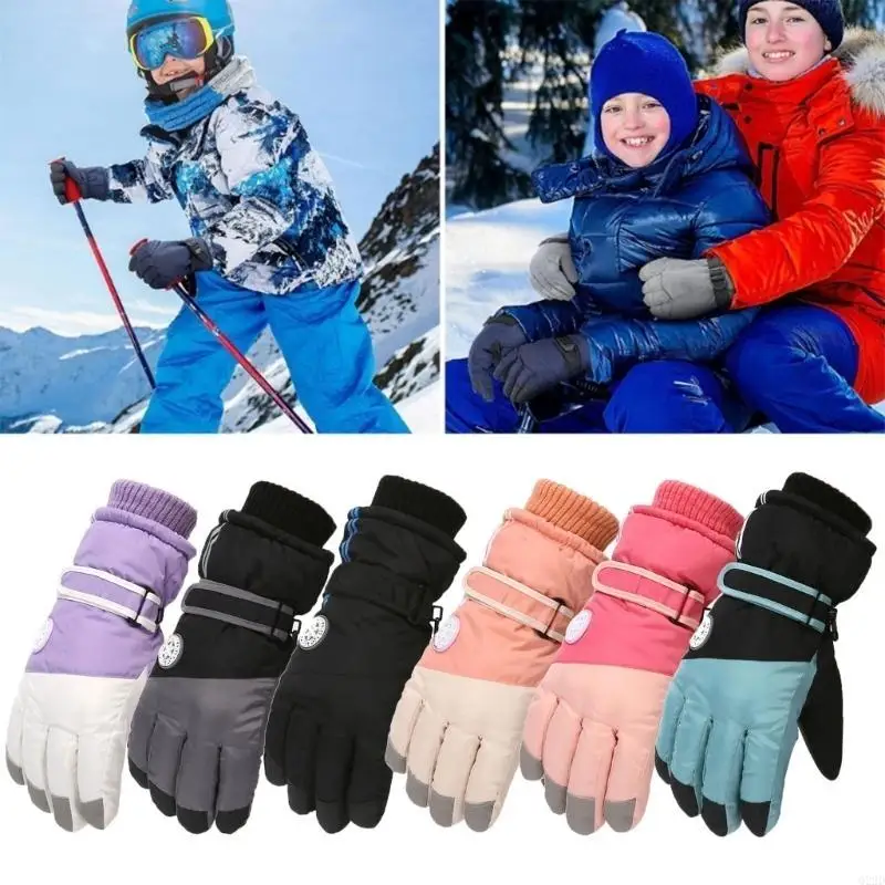 

Q22D 1 Pair Waterproof Winter Mittens Kids Full Finger Gloves Children Thicked Warm Sports Mittens for Outdoor Activities