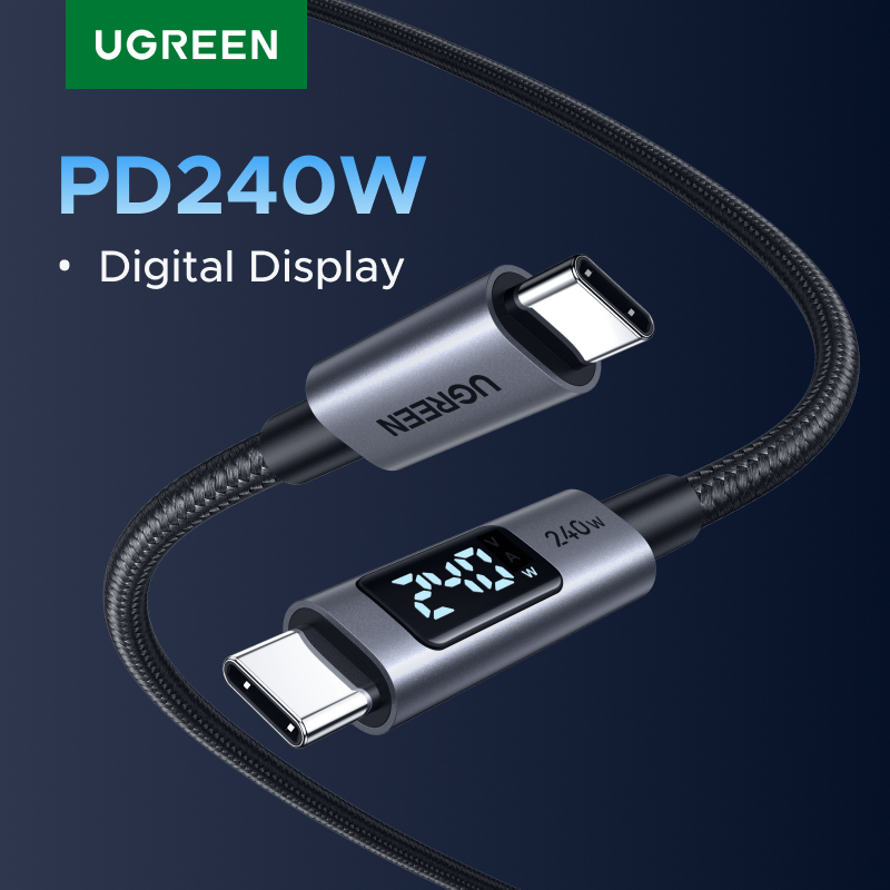  UGREEN Digital Display Screen USB-C Cable 240W PD3.1 Type-C Cord for Laptop MacBook iPhone 17 Samsung S25 Xiaomi Charger Fast 