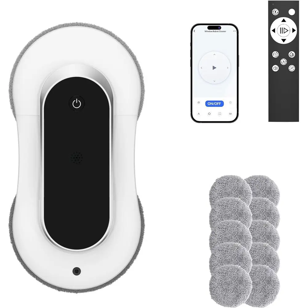 

Automatic Window Cleaner Robot With Dual Water Spray,Smart Window Cleaning Washer hine With 3000pa Suction&AI Planning,Perect Wi