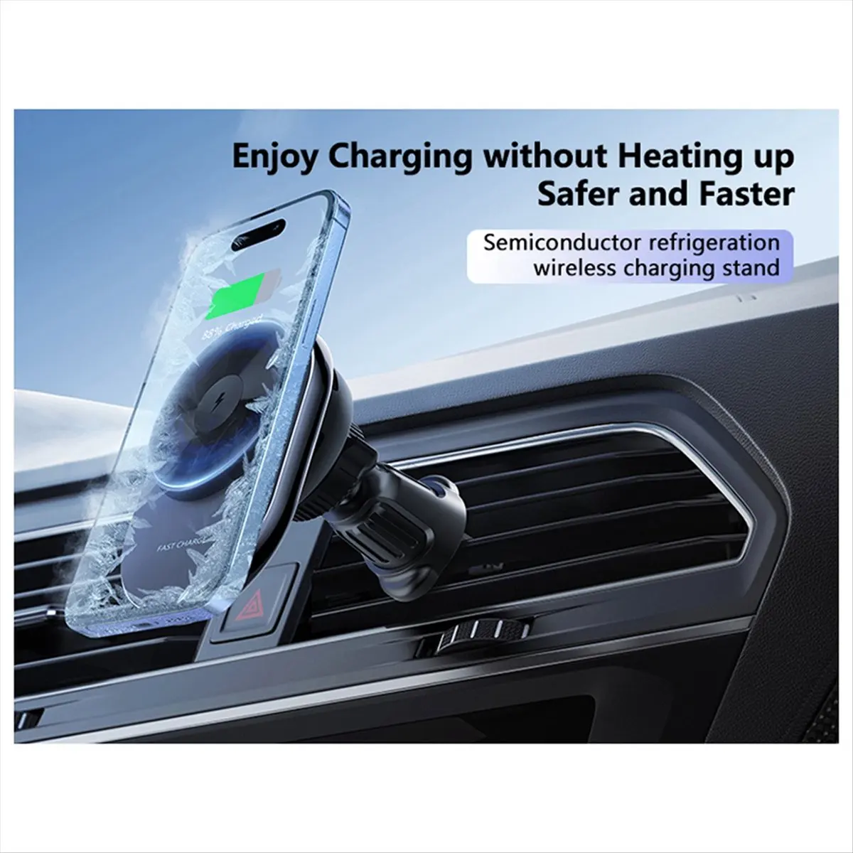 

[A23G] Беспроводное зарядное устройство KC Semiconductor для Magsafe Magnetic Cooling Автомобильное беспроводное зарядное устройство для держателя телефона Apple