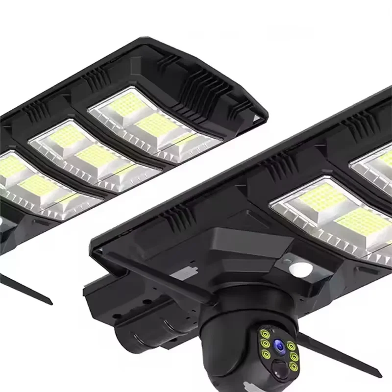 Solar Powered Street Light with 4G Wifi Camera Voice Warn 4MP V380 Security Lamp Infrared Camera for Yard Garage Garden