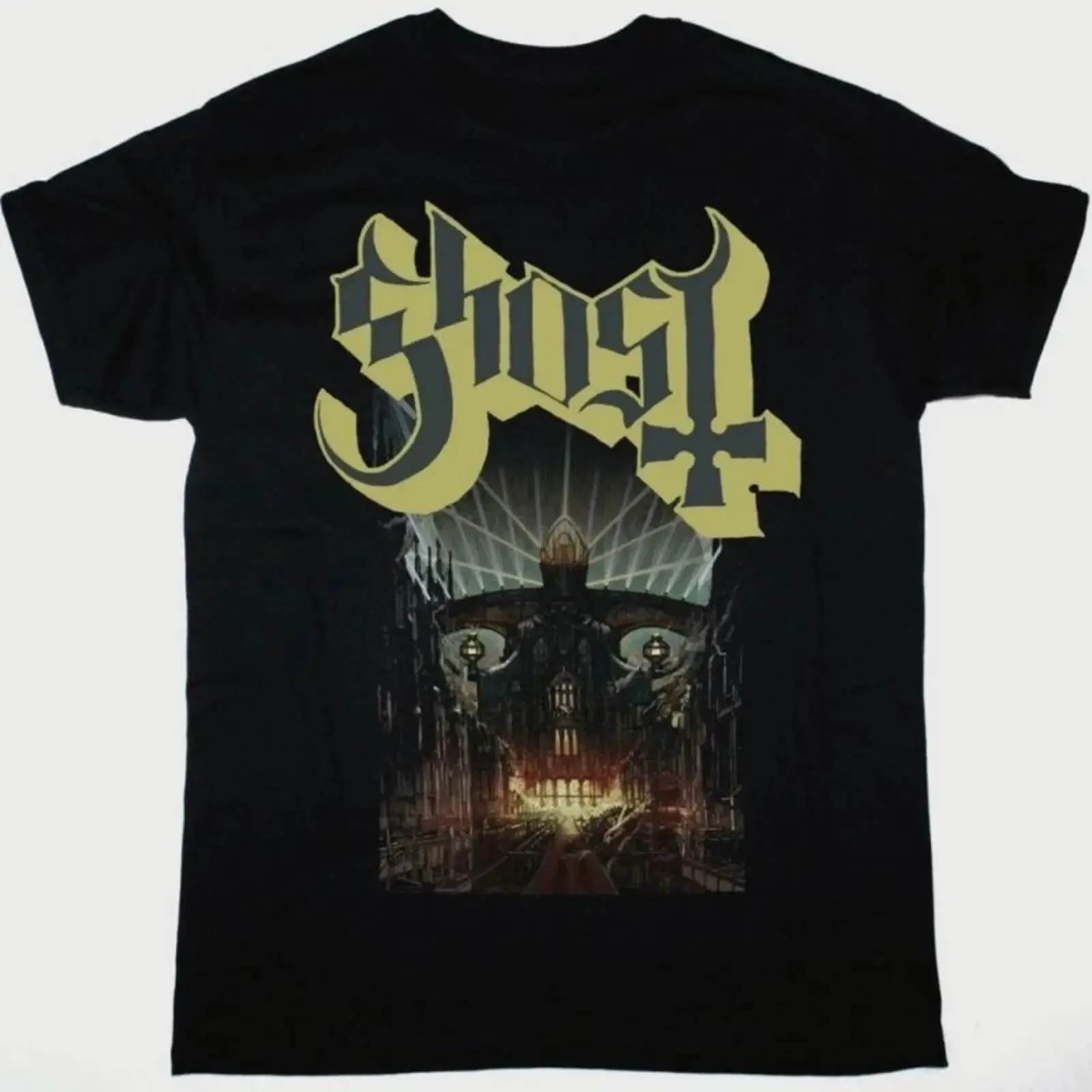 Camiseta Preta GHOST MELIORA NOVA, Vintage, Respirável, Unissex, Moda Streetwear, Roupas de Designer Versáteis para Homens