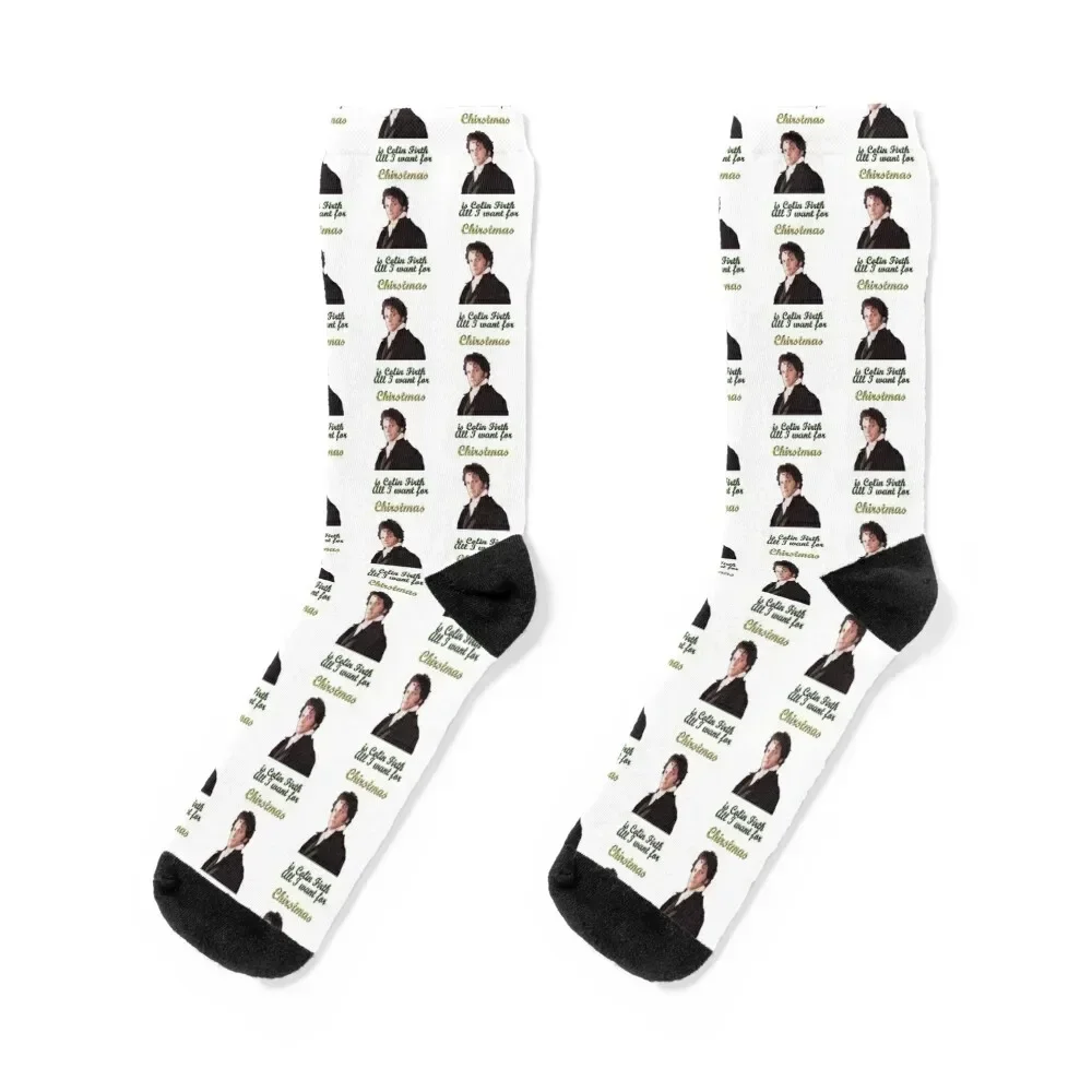 All I want for Christmas is Colin Firth Fitted Socks custom sports Run Socks Male Women's