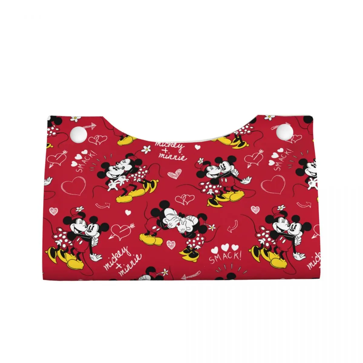 Custom Mickey Minnie Love Tissue Box Cover PU Leather Rectangular Cartoon Facial Tissues Holder for Office