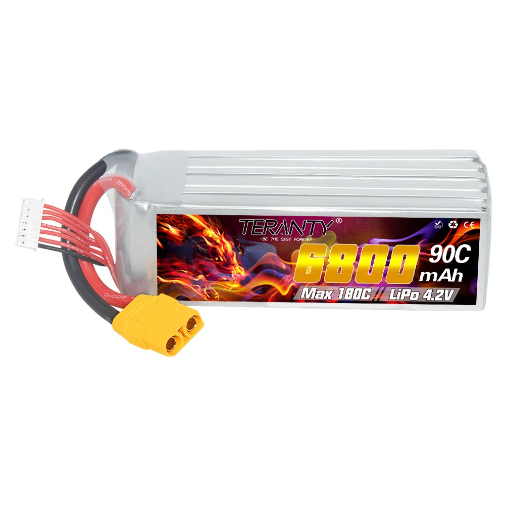 Teranty original 6800mah 6s 22.8v 90c/180c hv lipo bateria de controle remoto fpv helicóptero modelo rc bateria de lítio