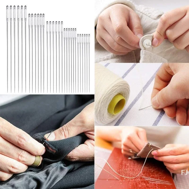 [YU]9/12/15/20PCS Transparent Tube Packed Large Eye Blunt Needles Cross Knitting Embroidery Thread Sewing Needle Set