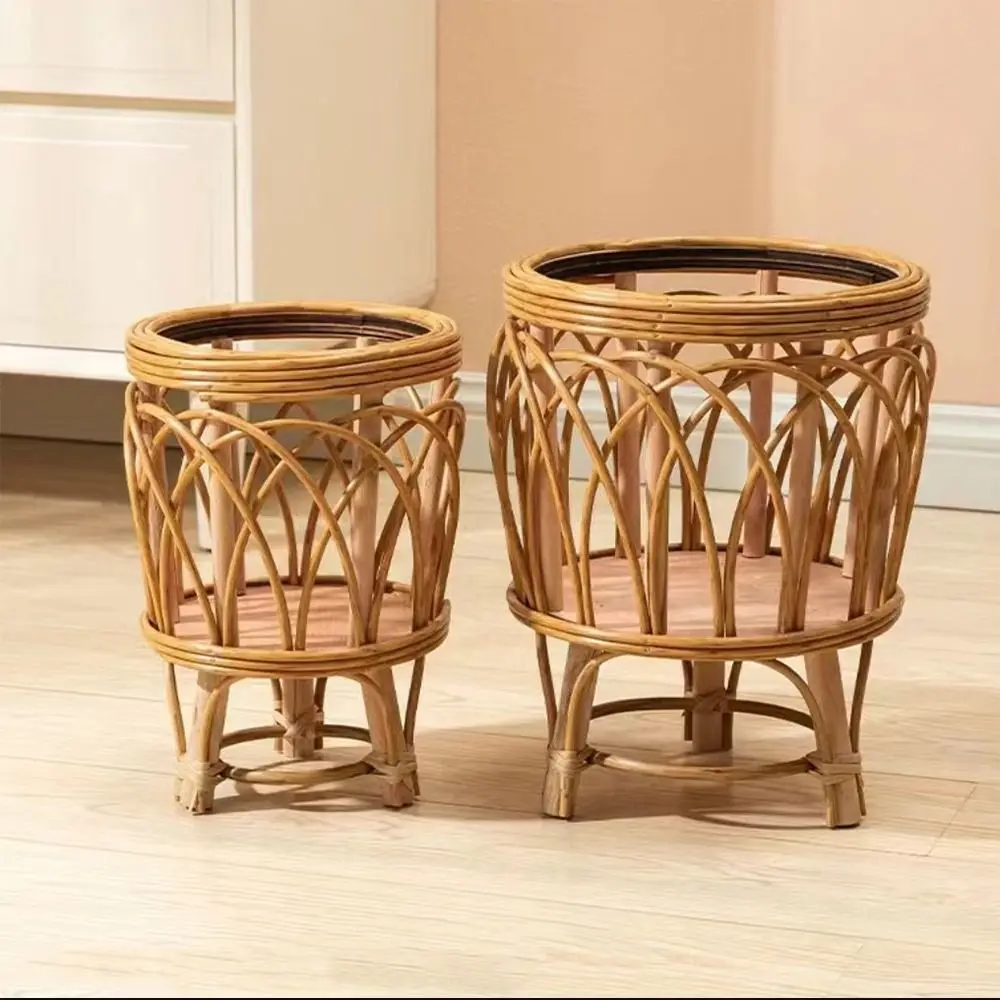 High Value Plaited Flower Basket with Legs Plant Stand Flower Pot Shelf Ins Flowers Baskets Holder