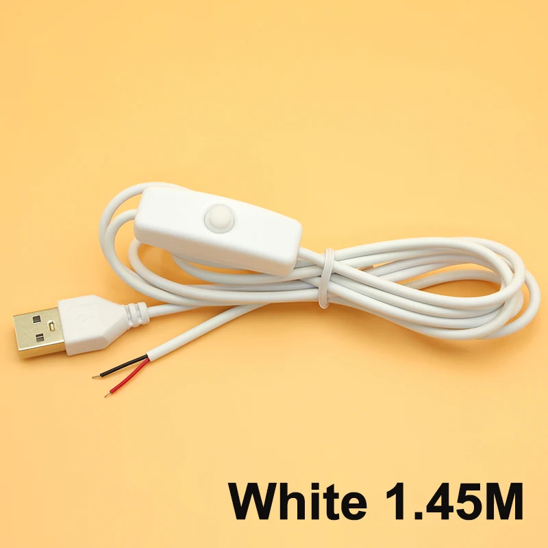 1/5/10PCS 5V Schalter Netzteil Draht USB Stecker auf 2 Core Anschluss Kabel 501 Taste ON OFF Für LED Streifen Lampe Licht DIY
