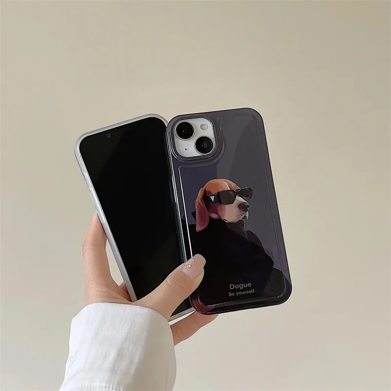 For iphone 14Promax Mobile Phone Fall-proof Soft Case 2023 New Ins Net Red Sunglasses Puppy 14Pro 13Promax 12 11