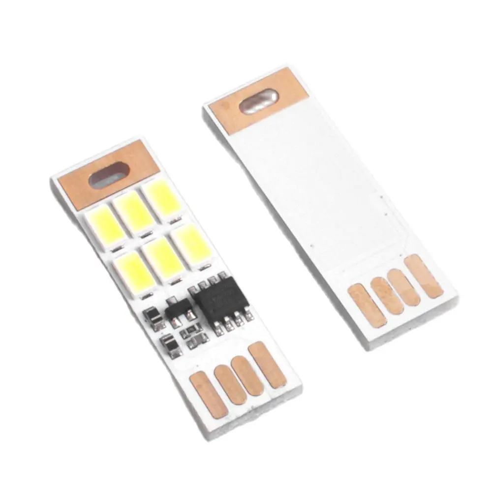 Mini USB Night Light, 6 LED Portable Lamp, DC 5V, Touch Dimmer or Light Sensor for Power Bank, Computer, Laptop, 20 Pcs