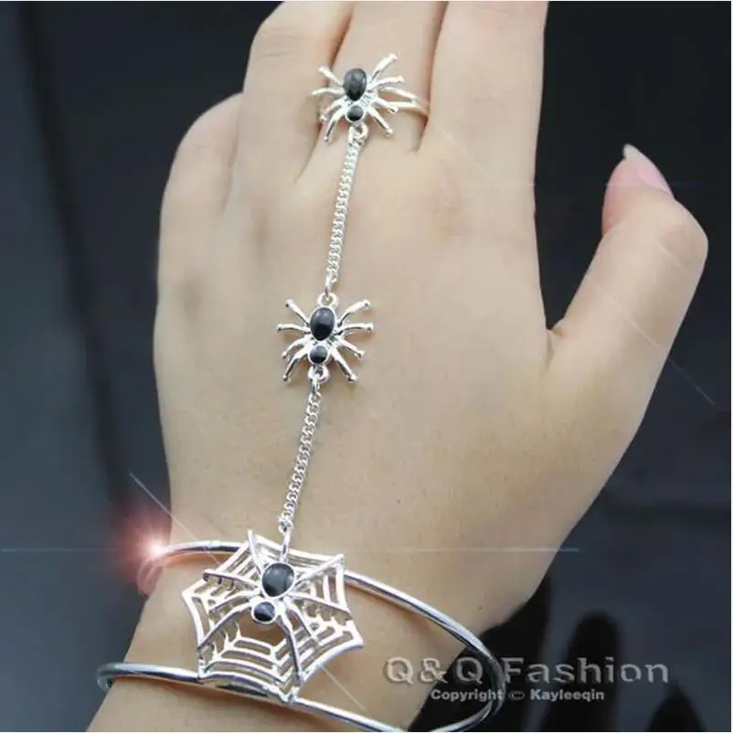 Spider Cuff Bracelet For Women Web Slave Chain Hand Harness Fashion Bangle Halloween Jewelry Girl Friendship Gift Accessories image 6