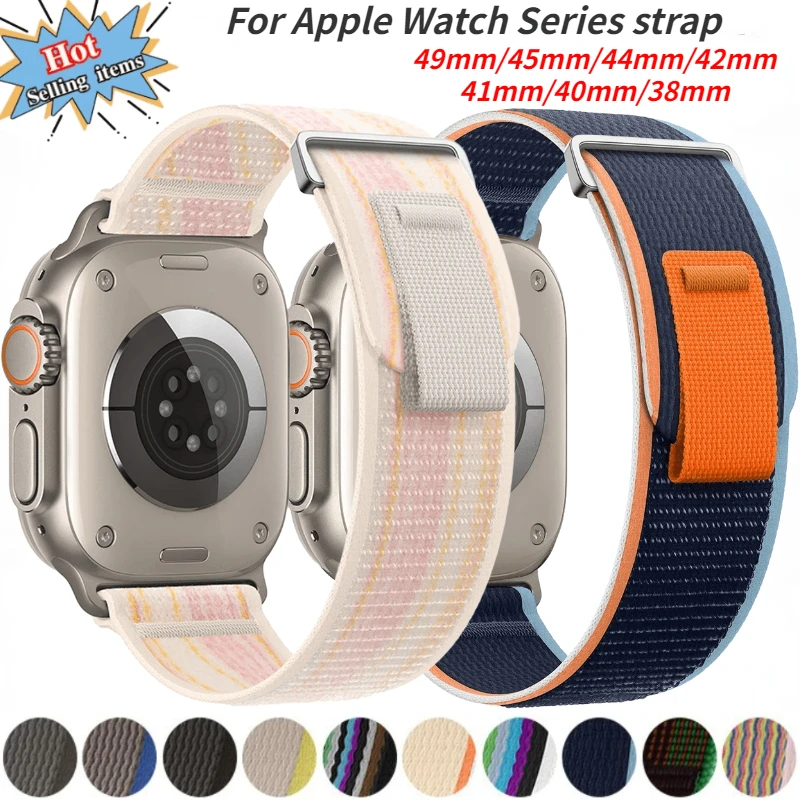 Trail Loop Strap for Apple Watch, Banda Respirável de Nylon, Ultra 2, 49mm, 10, 42mm, 46mm, 9, 8, 7, 45mm, 41mm, iWatch 6, 5, 4, 3, SE, 44 milímetros, 40 milímetros, 42 milímetros