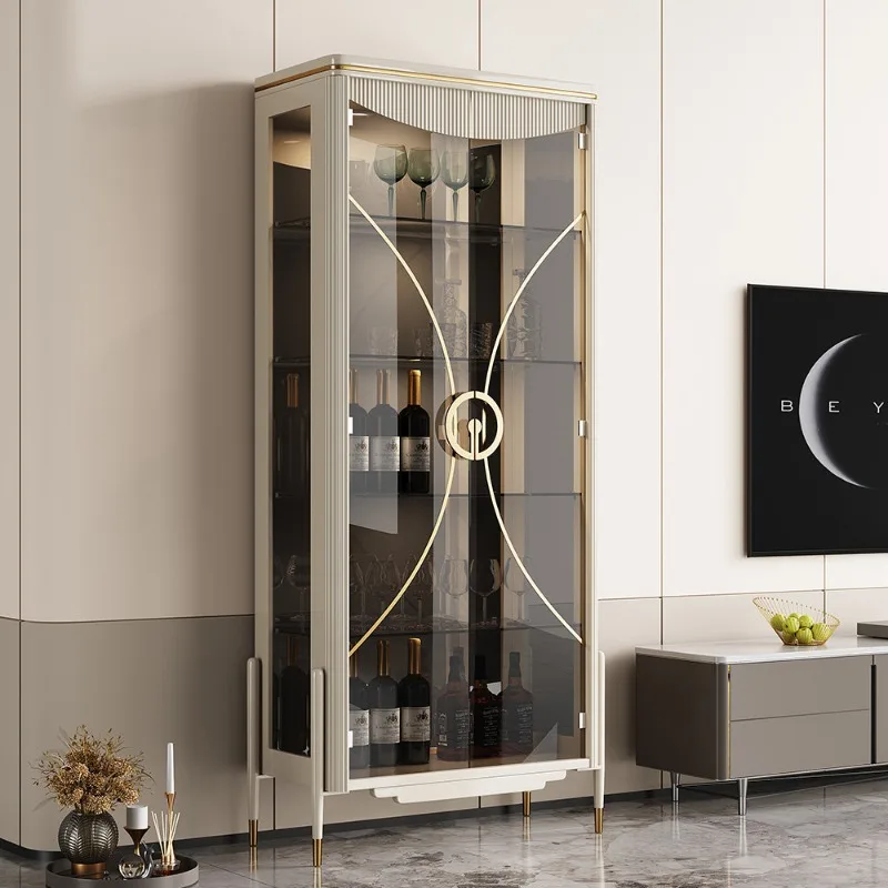 Luxury Glass Bar Cabinet Designer Modern Storage Living Room Display Wine Cabinet Decoration Corner Estante Trendy Furniture