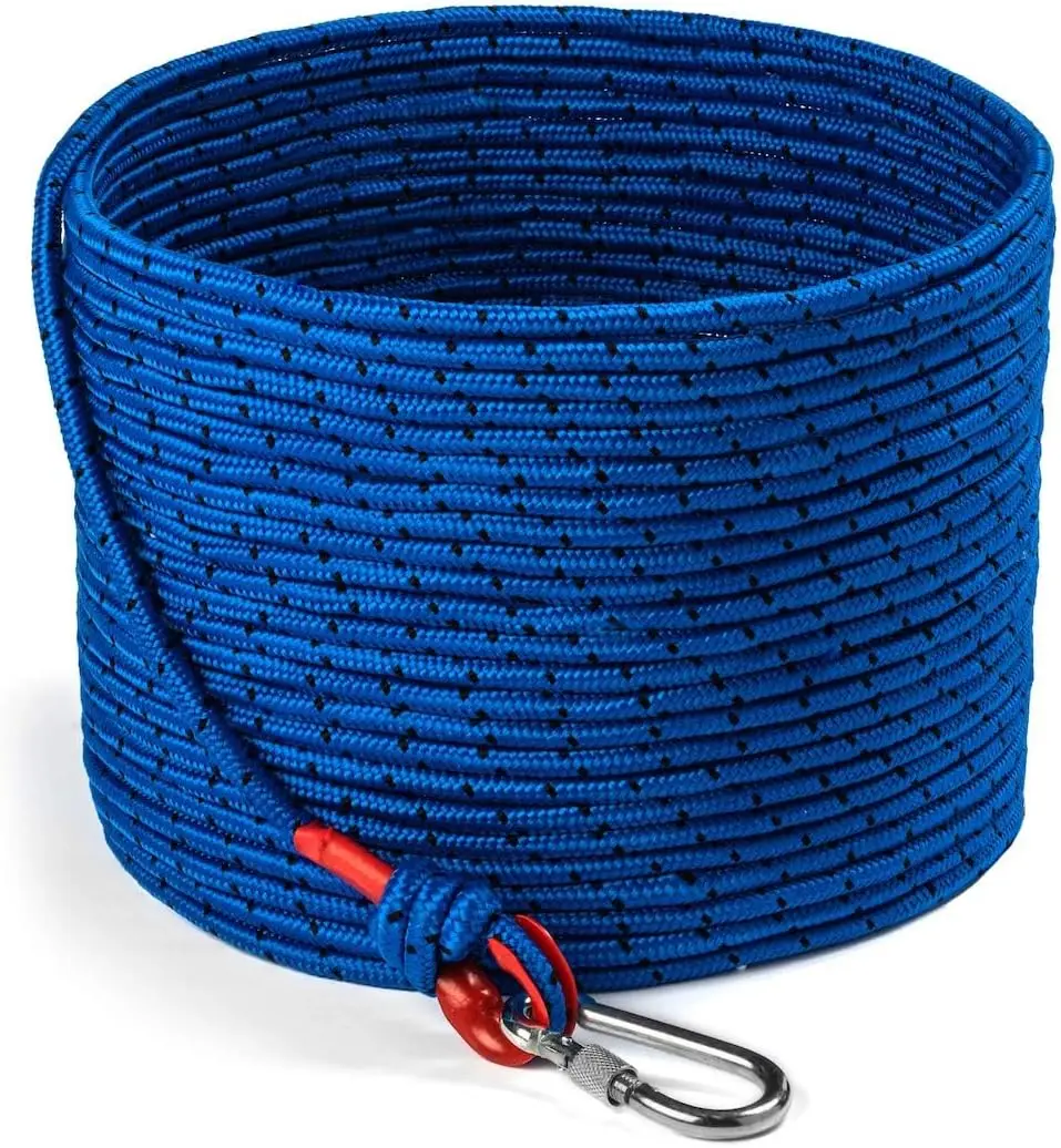 

Heavy Duty Magnet Fishing Rope 65ft, 1200 lb Strength Polyester Line with Carabiner for Camping, Hiking, Boating