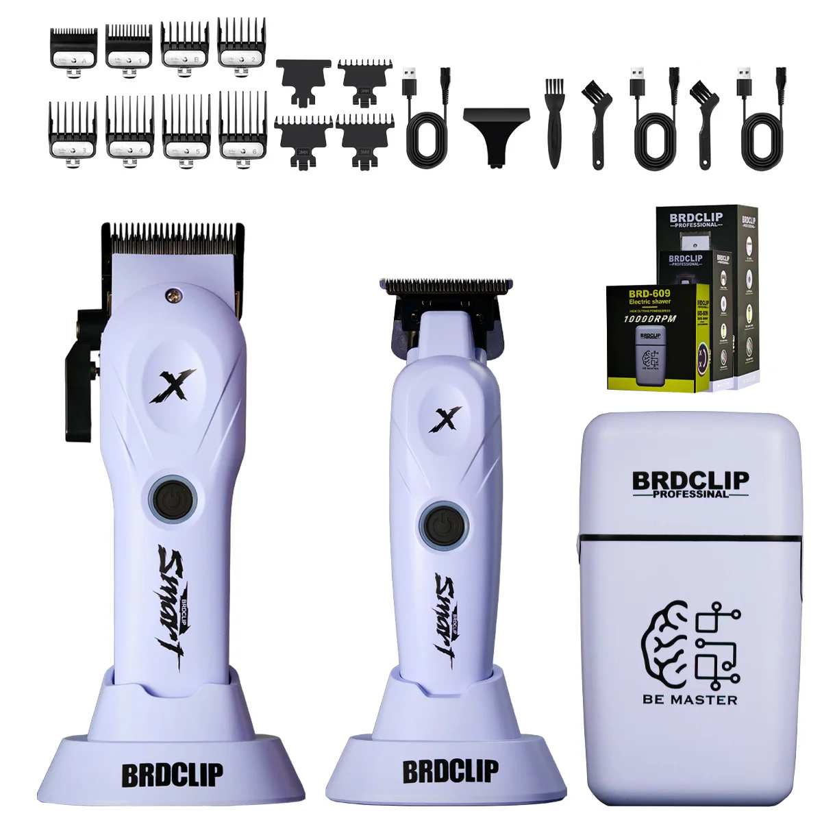BRDCLIP 108 109 609 Paars Kapper Professionele 8800 RPM 4500 mAh Tondeuse 10000 RPM Salon Elektrisch Scheerapparaat 7700 RPM Tondeuse