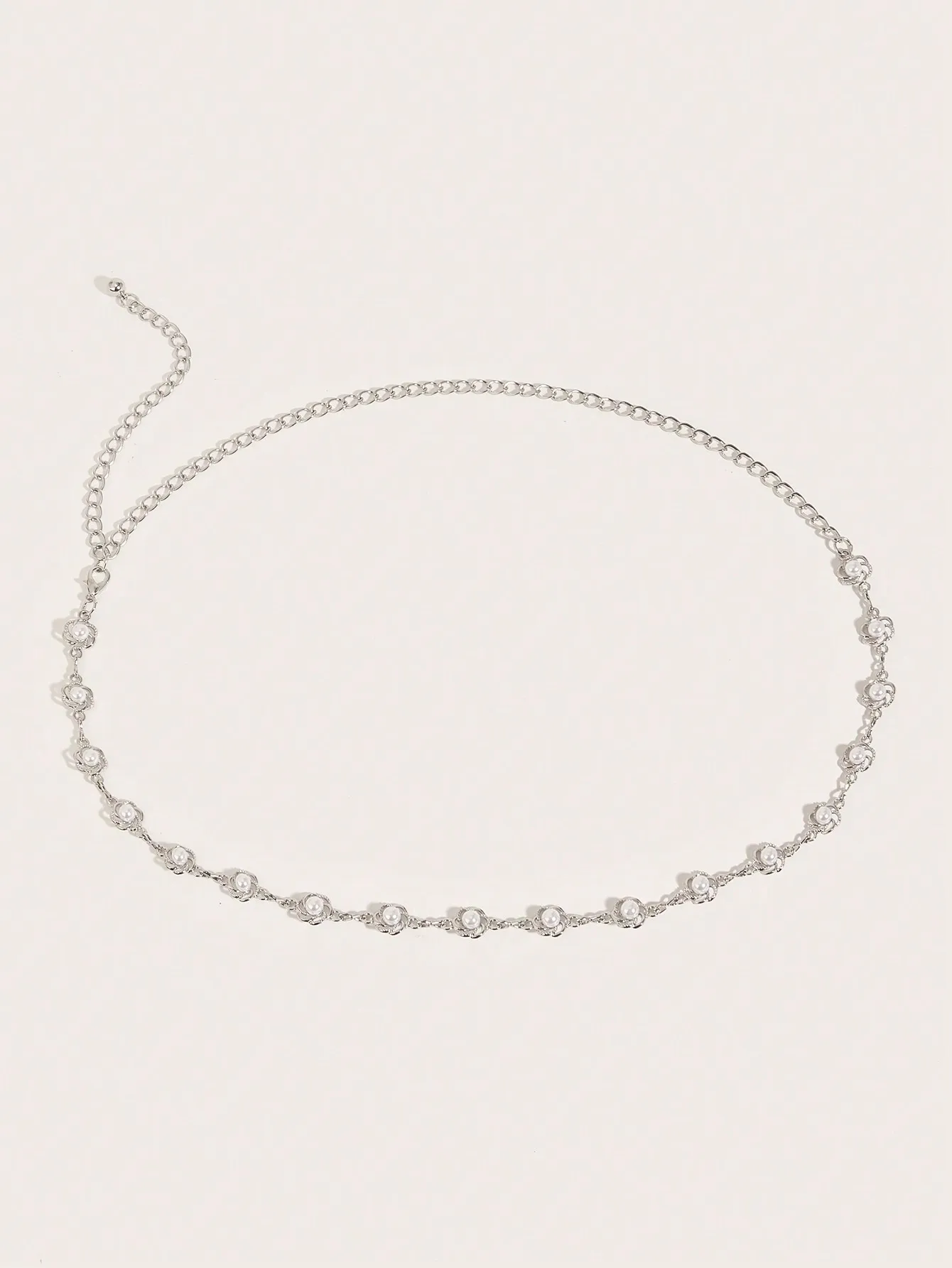 1 ชิ้น Plus ขนาดผู้หญิงโลหะฝังดอกไม้กลวงรูปไข่มุกเอว Elegant และสไตล์หวานชุดอุปกรณ์เสริม