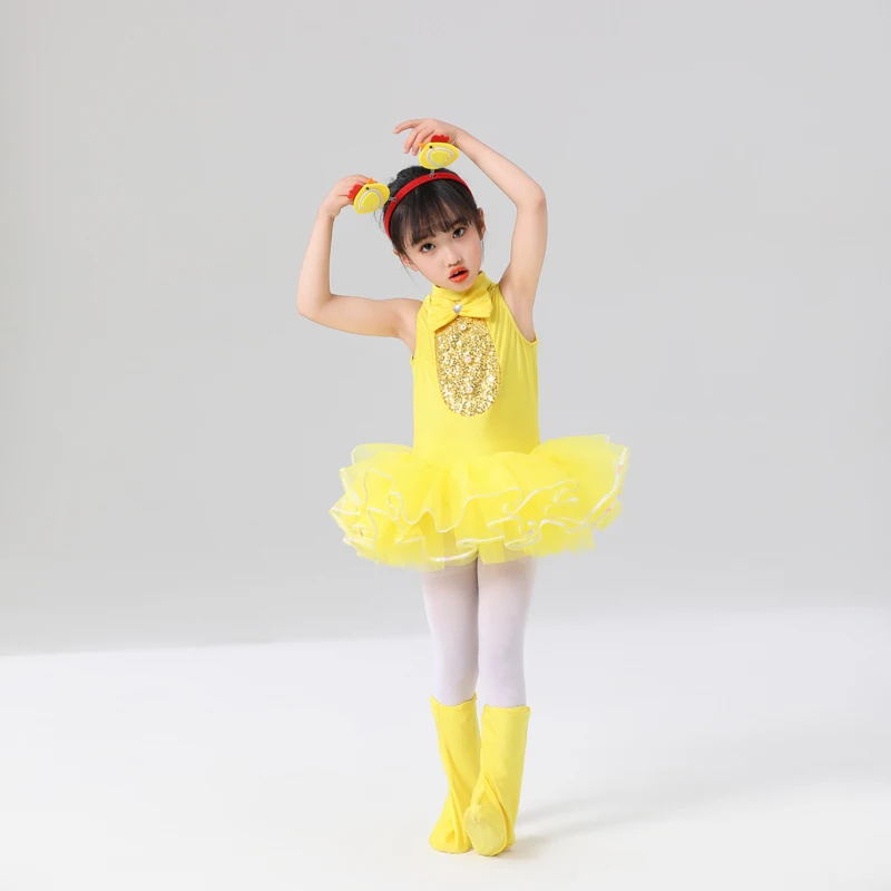 Traje de danza contemporánea para niños, pollo, pato, Animal, Ropa de baile de Jazz moderna para niñas, traje de actuación para niños