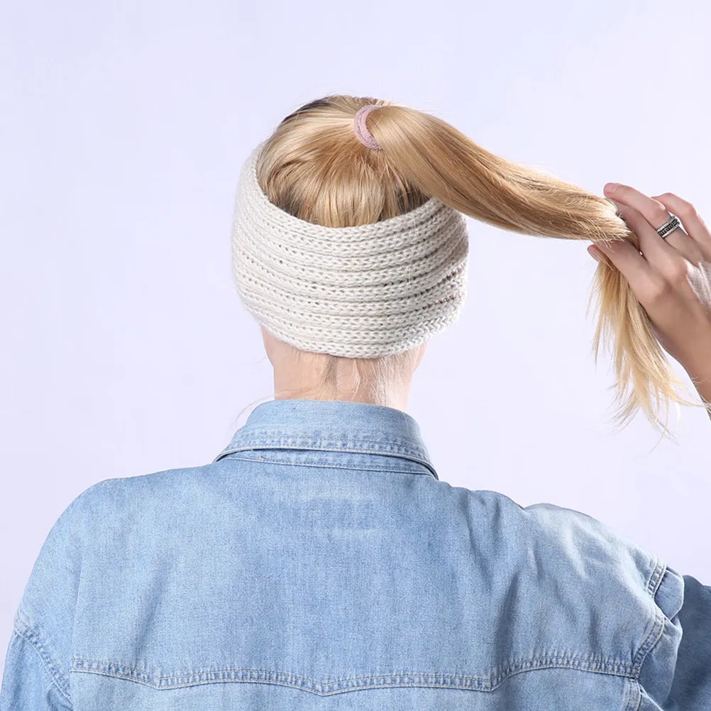 

Набор из 4 вязаных повязок на голову: утепленные, с узлами, широкие, для защиты ушей, из шерстяной пряжи, ручной вязки, для зимы