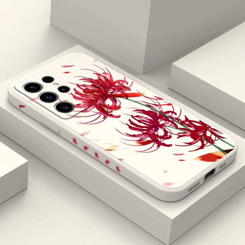 

Higan Flower Phone Case For Samsung Galaxy S24 S23 S22 S21 S20 S10 S10E Ultra Plus FE Note 20 Ultra 10 Plus Cover