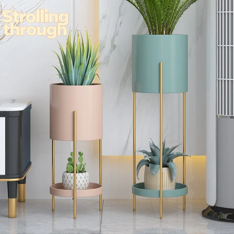 

Минималистичная современная кованая подставка для цветов, напольная двухъярусная подставка для растений в гостиную, для зеленых растений, плюща, суккулентов, цветочных горшков