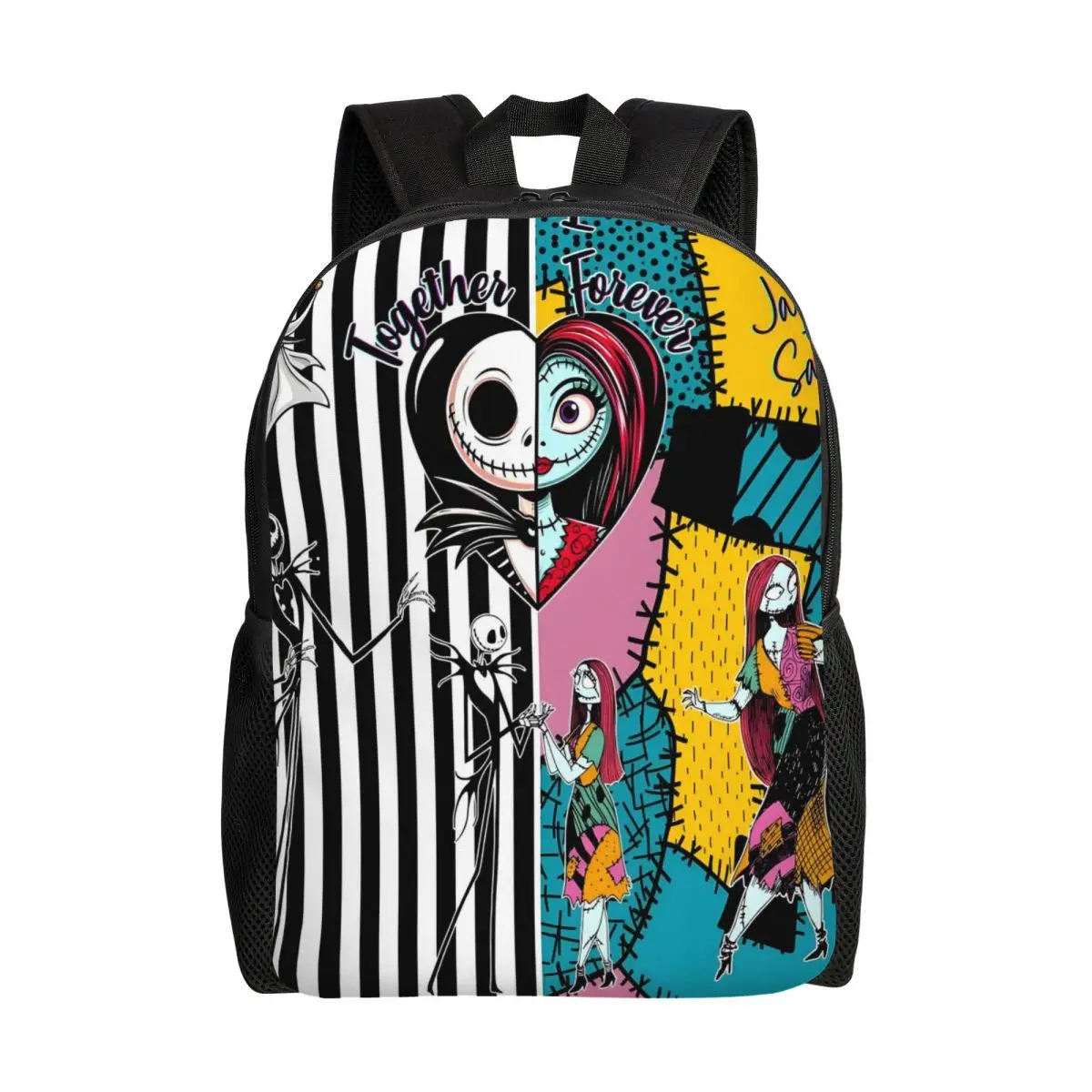 مخصص جاك Skellington حقيبة السفر النساء الرجال مدرسة الكمبيوتر الكتب المعيشة الهيكل العظمي كلية الطالب Daypack أكياس