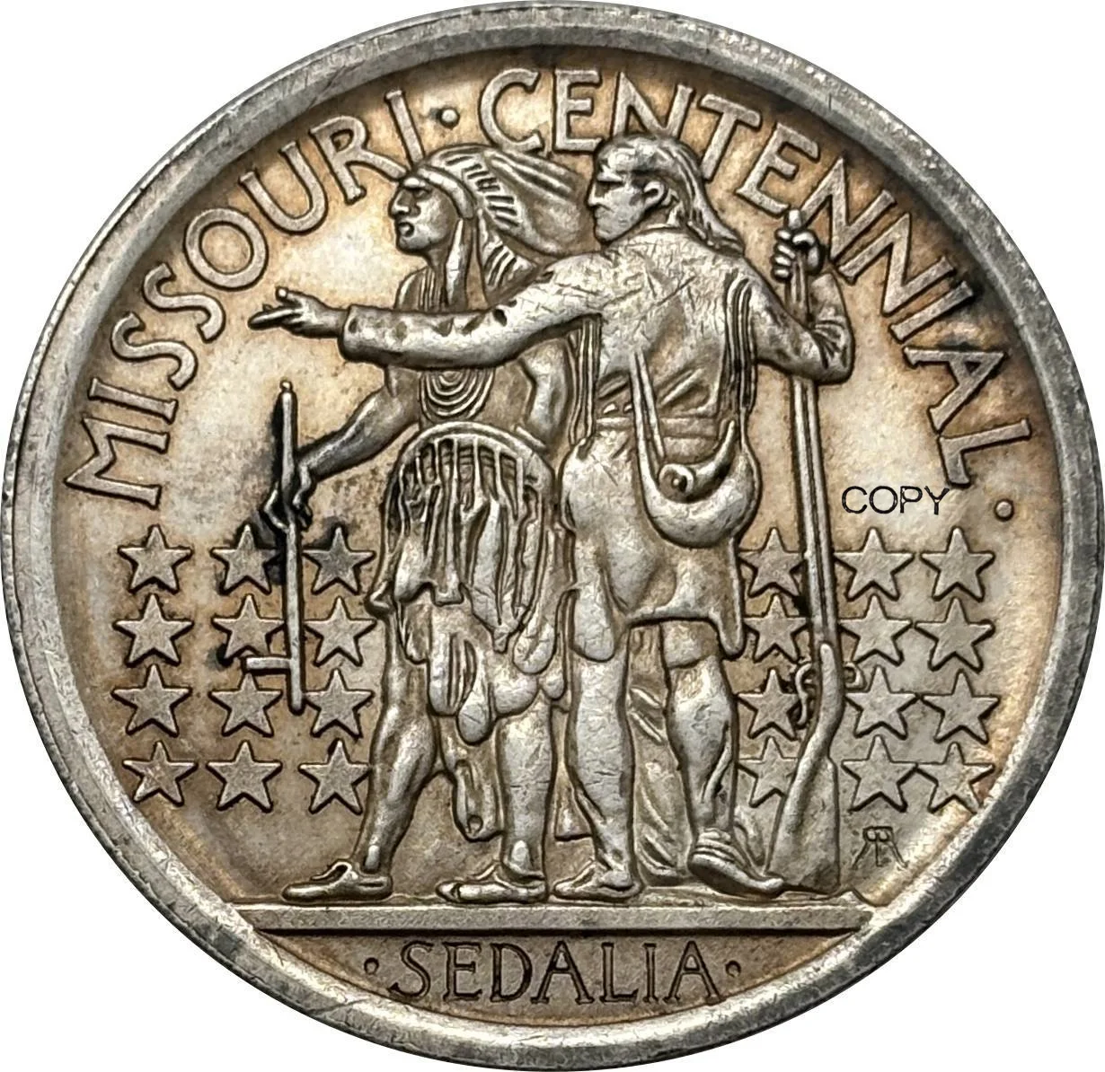 الولايات المتحدة 1821 1921 1/2 نصف دولار ميسوري القرنية سيداليا الولايات المتحدة الفضة مطلي نسخة تذكارية عملات Ww2