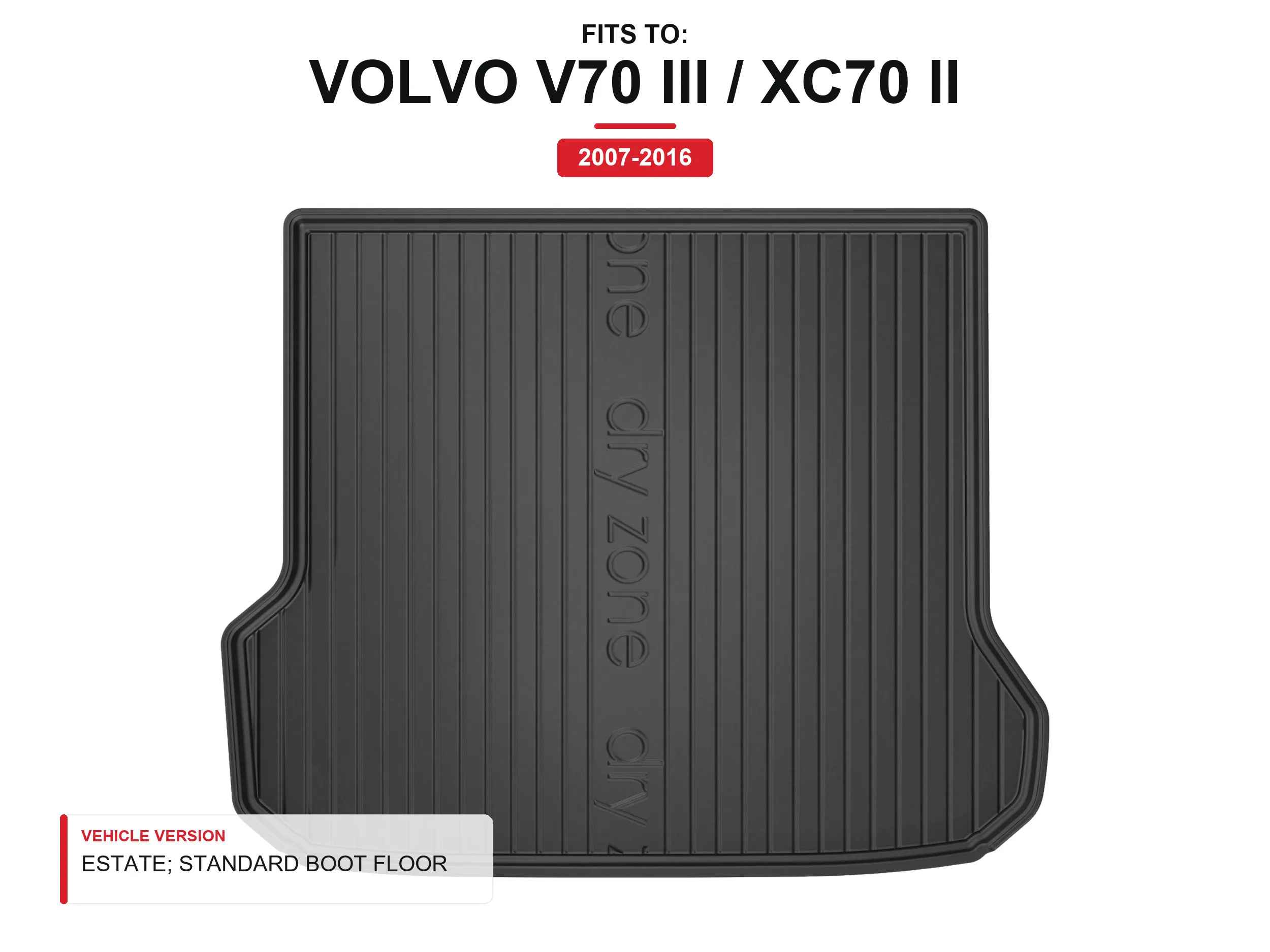 Tpe Dryzone kofferbakmat voor: Volvo V70 Iii / Xc70 Ii 2007-2016 Station Wagon
