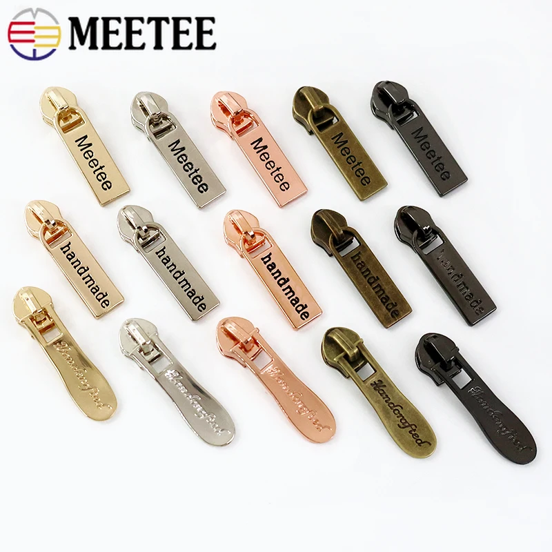 5# Handmade Zipper Sliders Pulls for Nylon ZippersTapes Garment Zips Heads Bag Purse Repair Kits DIY Sewing Accessories