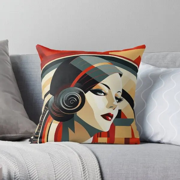 Art Deco Woman 51  Printing Throw Pillow Cover Office Cushion Wedding Soft Home Anime Square Pillows not include One Side