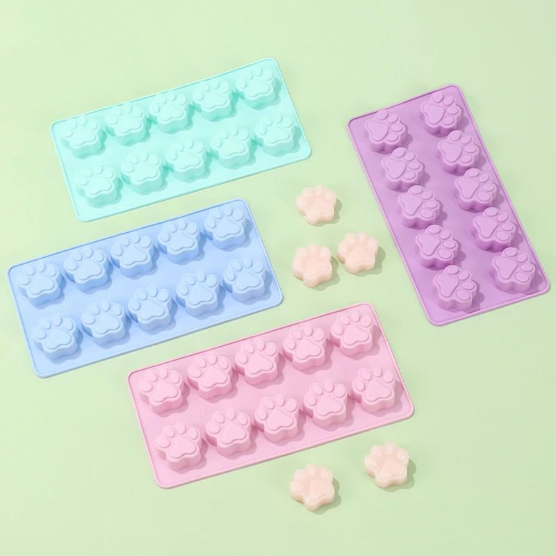 DIY 실리콘 개 고양이 동물 발 애완 동물 인쇄 베이킹 몰드, 재사용 가능한 수제 개 치료 캔디 쿠키 젤리 아이스 큐브 초콜릿 몰드