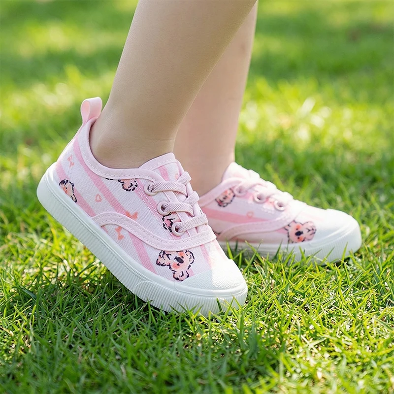 

Spring New Printed Canvas Shoes for Girls, Casual Soft Sole Comfortable Kids Shoes, Closed Toe Anti-Kick Baby Shoes