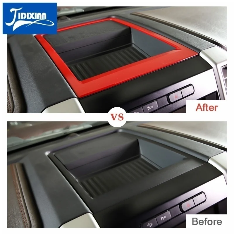 JIDIXIAN Car Center Console Storage Box Compartment Decoration Cover Stickers For Ford F150 2015-2020 Car Interior Accessories